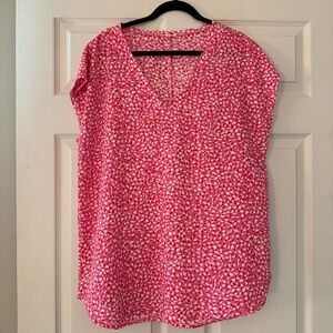 Jodifl Pink & Red Abstract Print V-Neck Blouse Size Large
